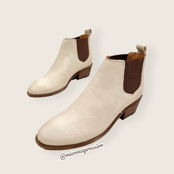 $368 Frye Carson Chelsea Ivory White Real Leather Low Heel Pull On Ankle Boot - Picture 11 of 13
